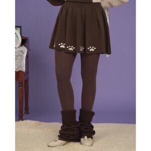 Kina and Tam The Paws Pleat Skirt Brown Dog Paw Wool Blend Womens Size XXL